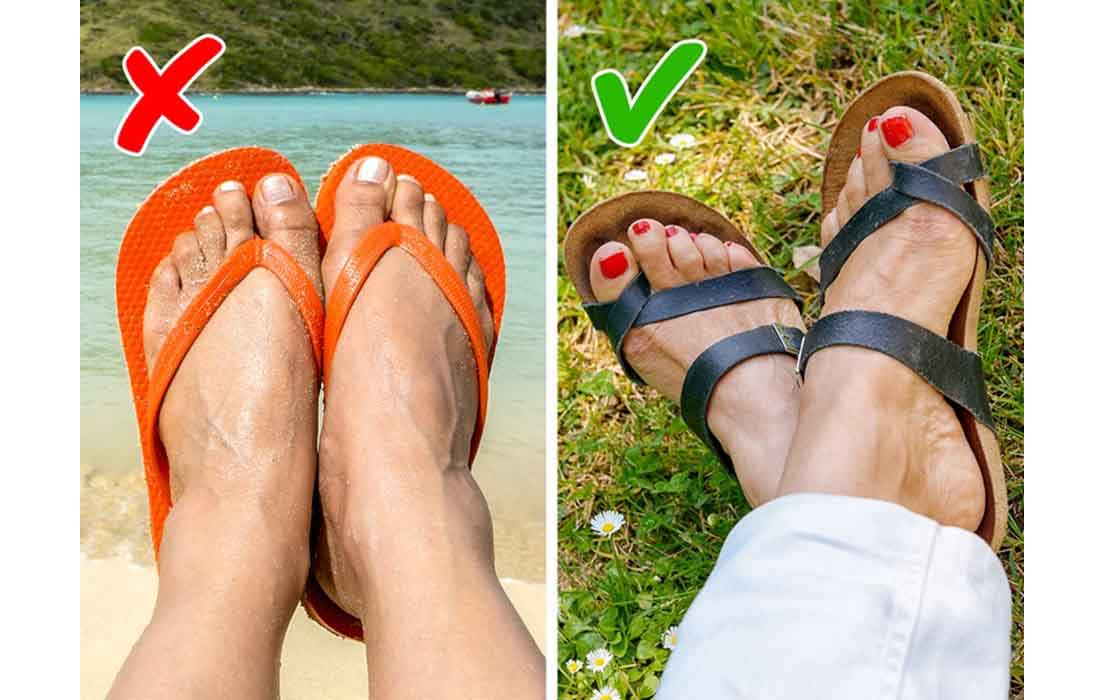 Tránh mua dép có phần đế quá mỏng để bảo vệ đôi chân được an toàn